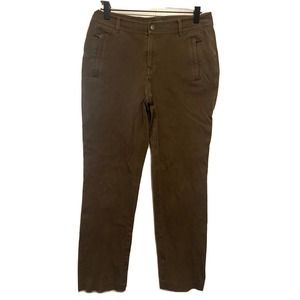 Lauren Ralph Lauren Pants Women Size 4 Olive Brown Cotton Stretch Straight Leg